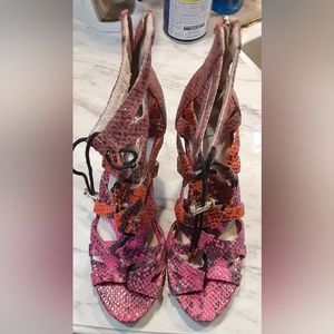 Aldo Multi-Colored Snake Print Gladiator Heels: Size 7